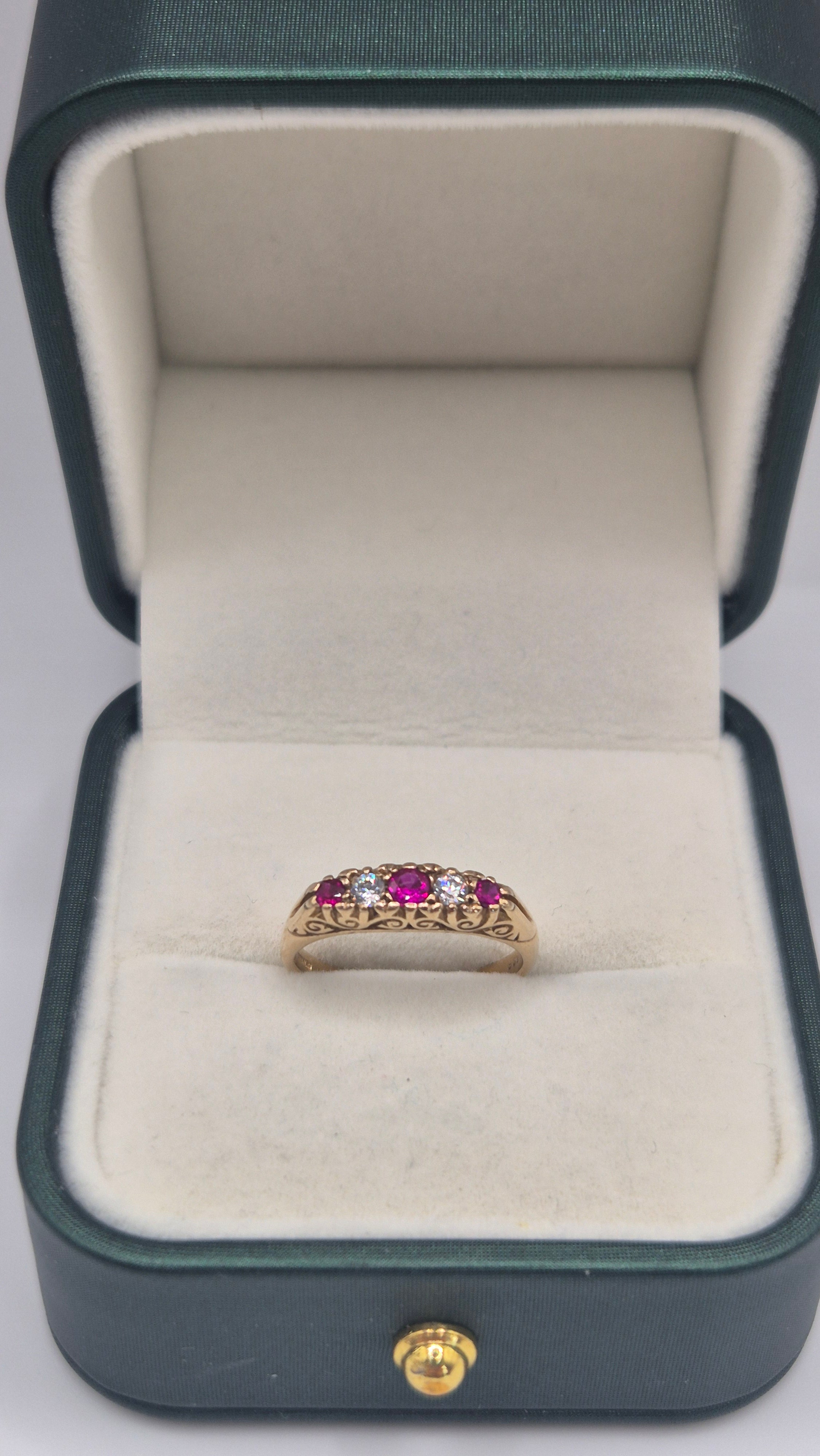 9ct gold ruby and cz ring