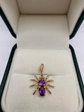 9ct gold amethyst and diamond spider pendant