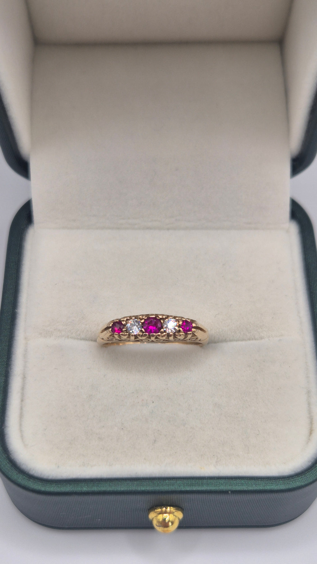 9ct gold ruby and cz ring