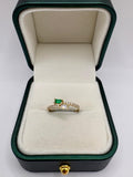 9ct gold emerald and zircon ring