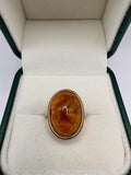 9ct gold heavy amber ring