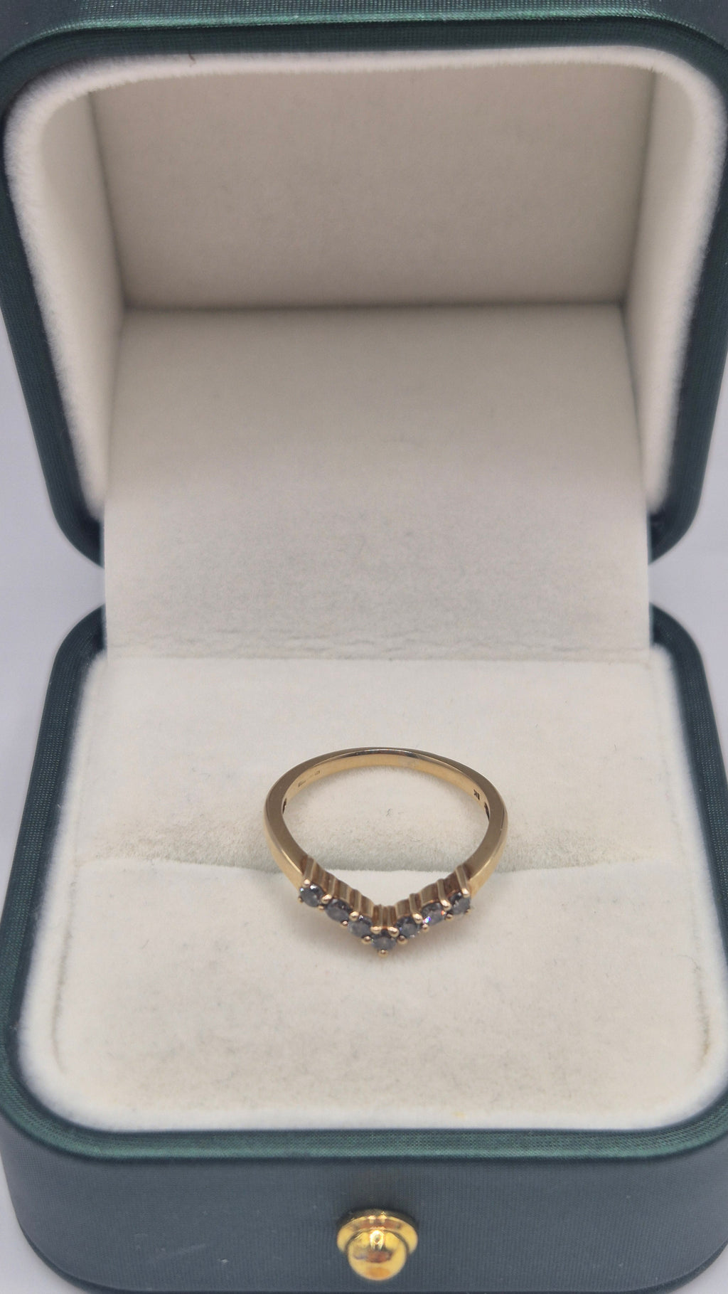 9ct gold blue diamond wishbone ring