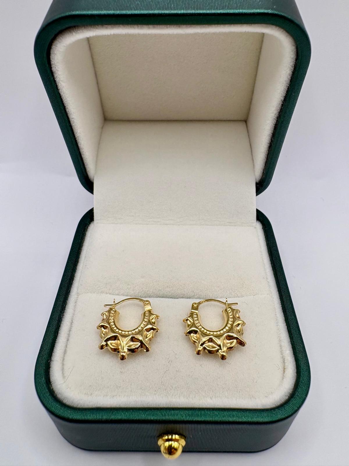 9ct gold Spike creole earrings