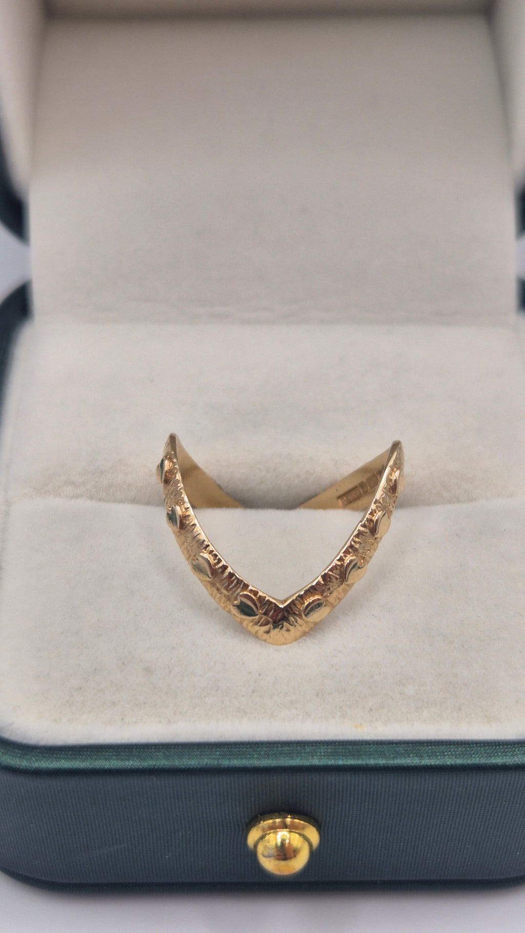 9ct gold double wishbone heart ring