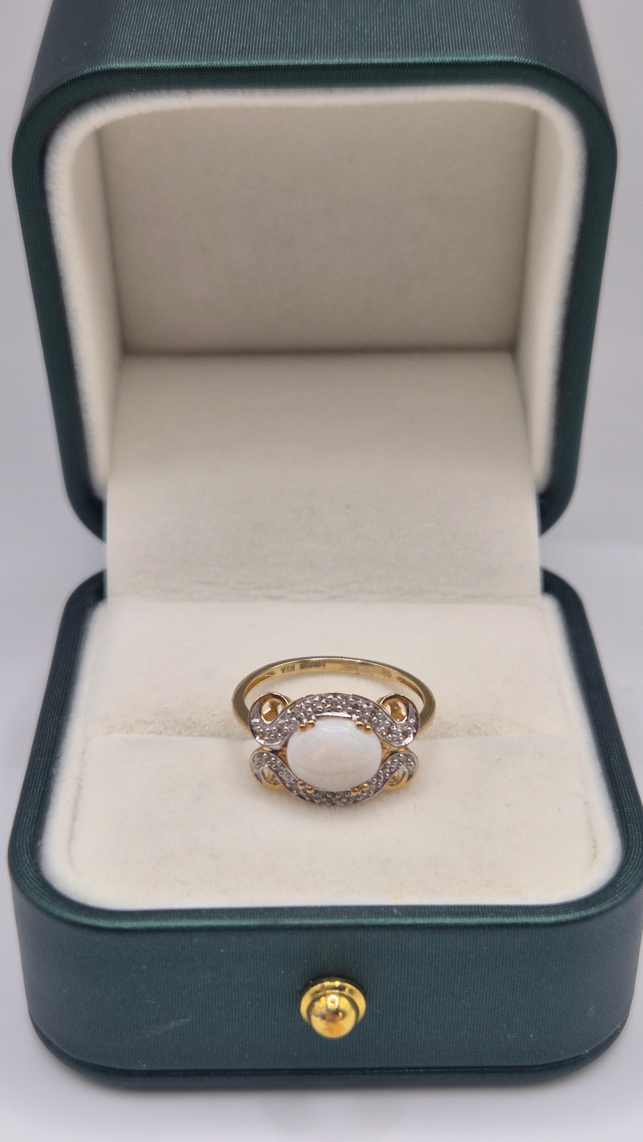 9ct gold opal and diamond ring