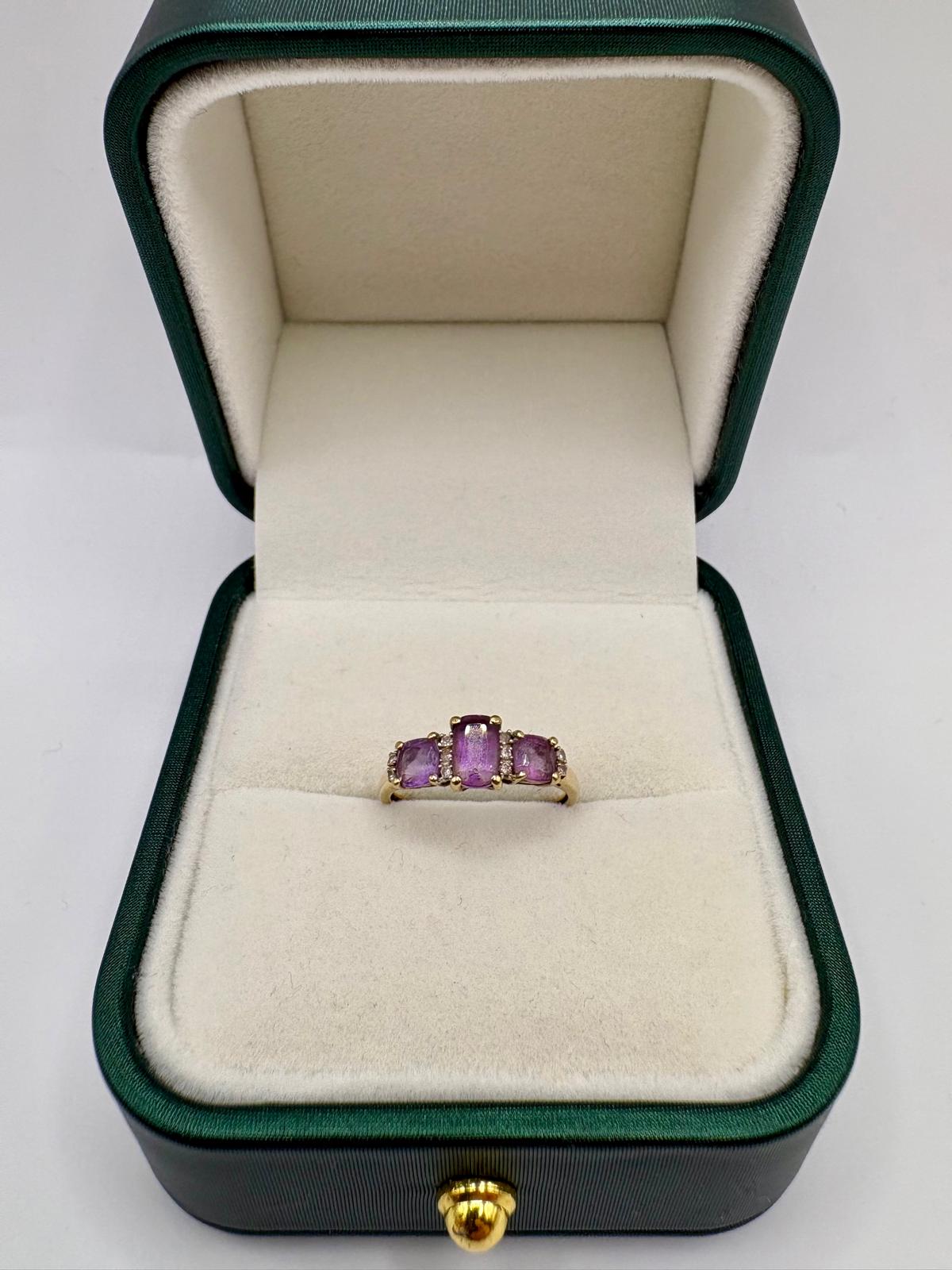 9ct gold amethyst and diamond ring