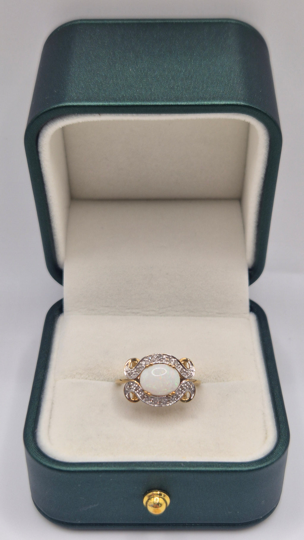 9ct gold opal and diamond ring