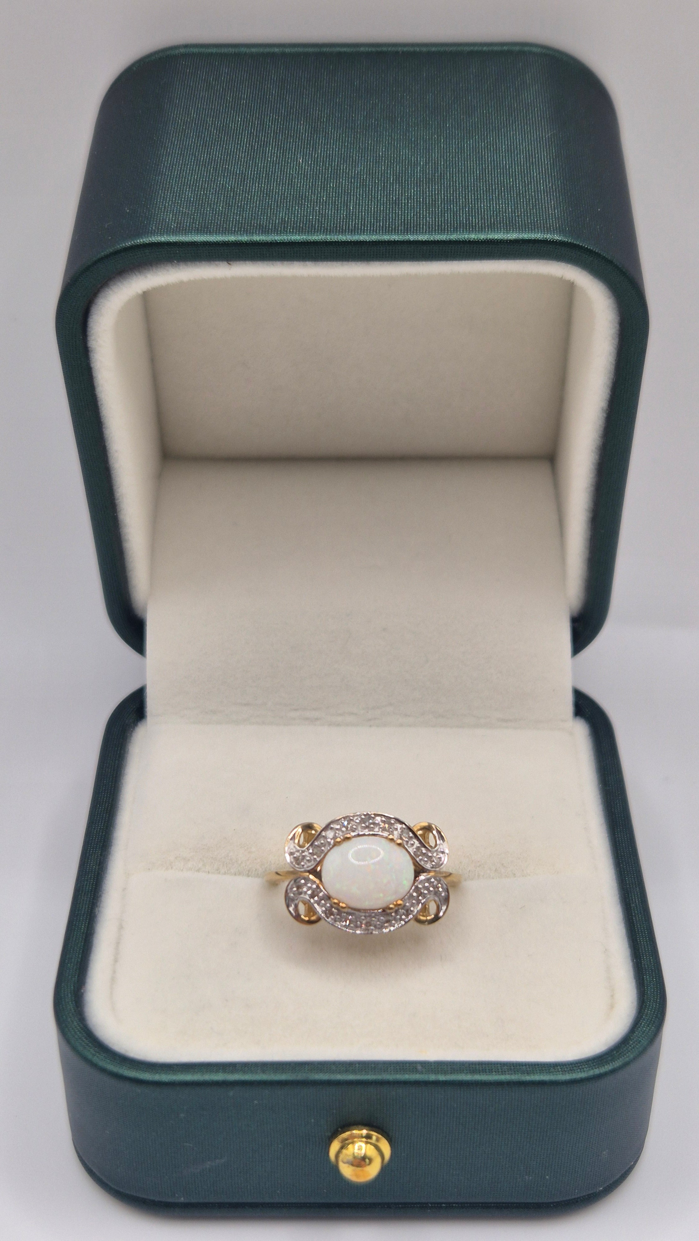 9ct gold opal and diamond ring