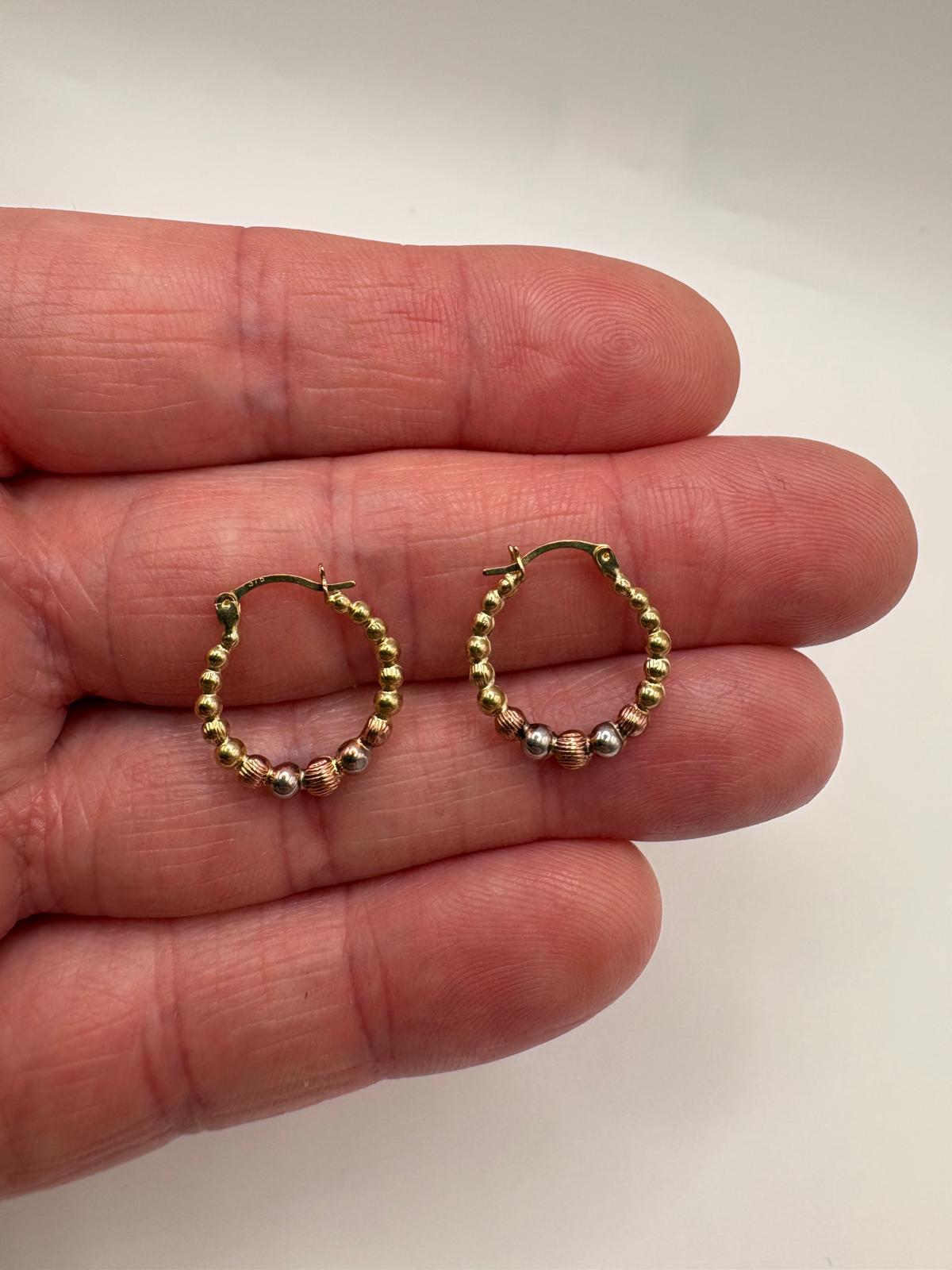 9ct tri gold creole earrings