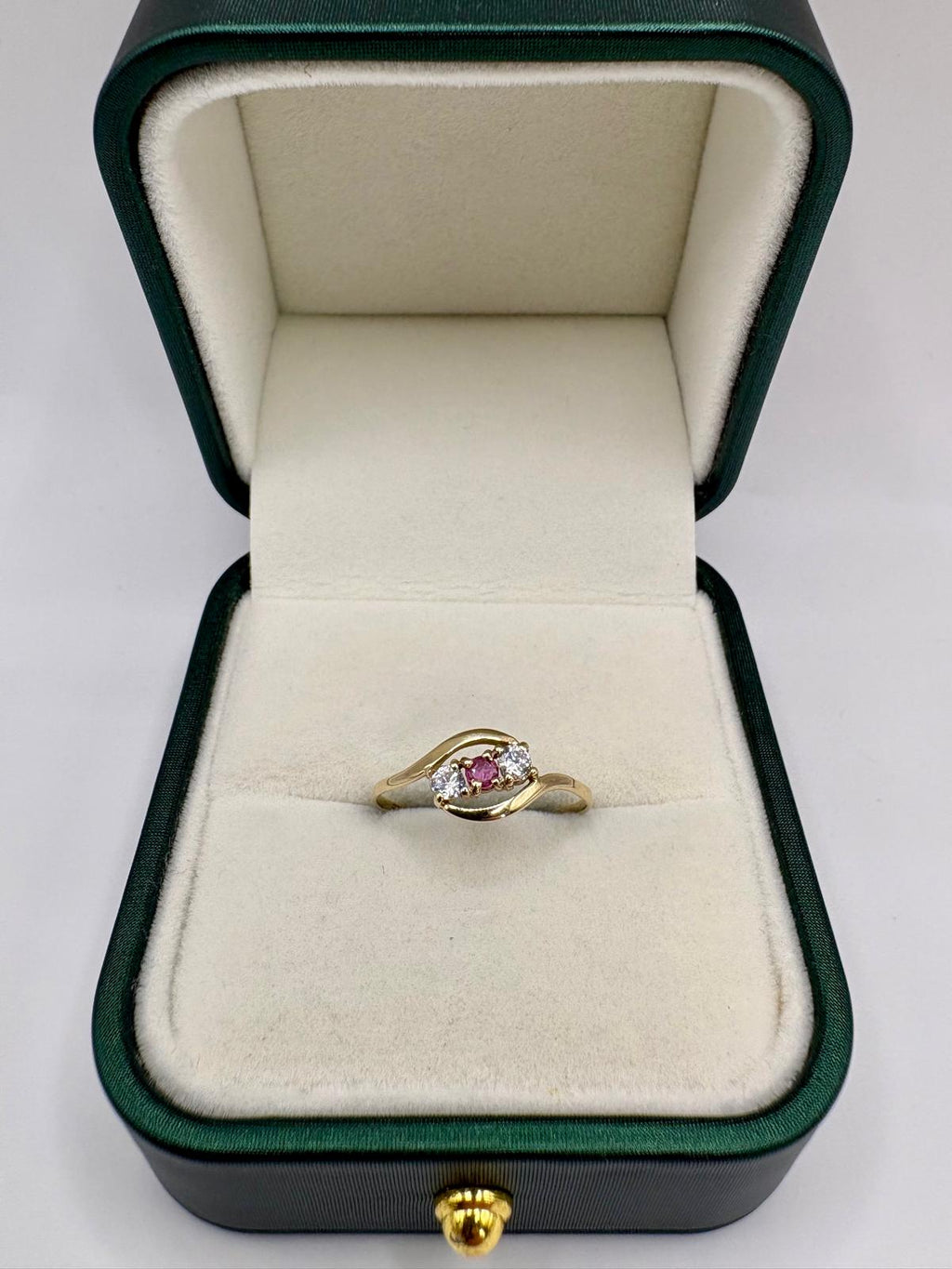 9ct gold ruby and zircon ring