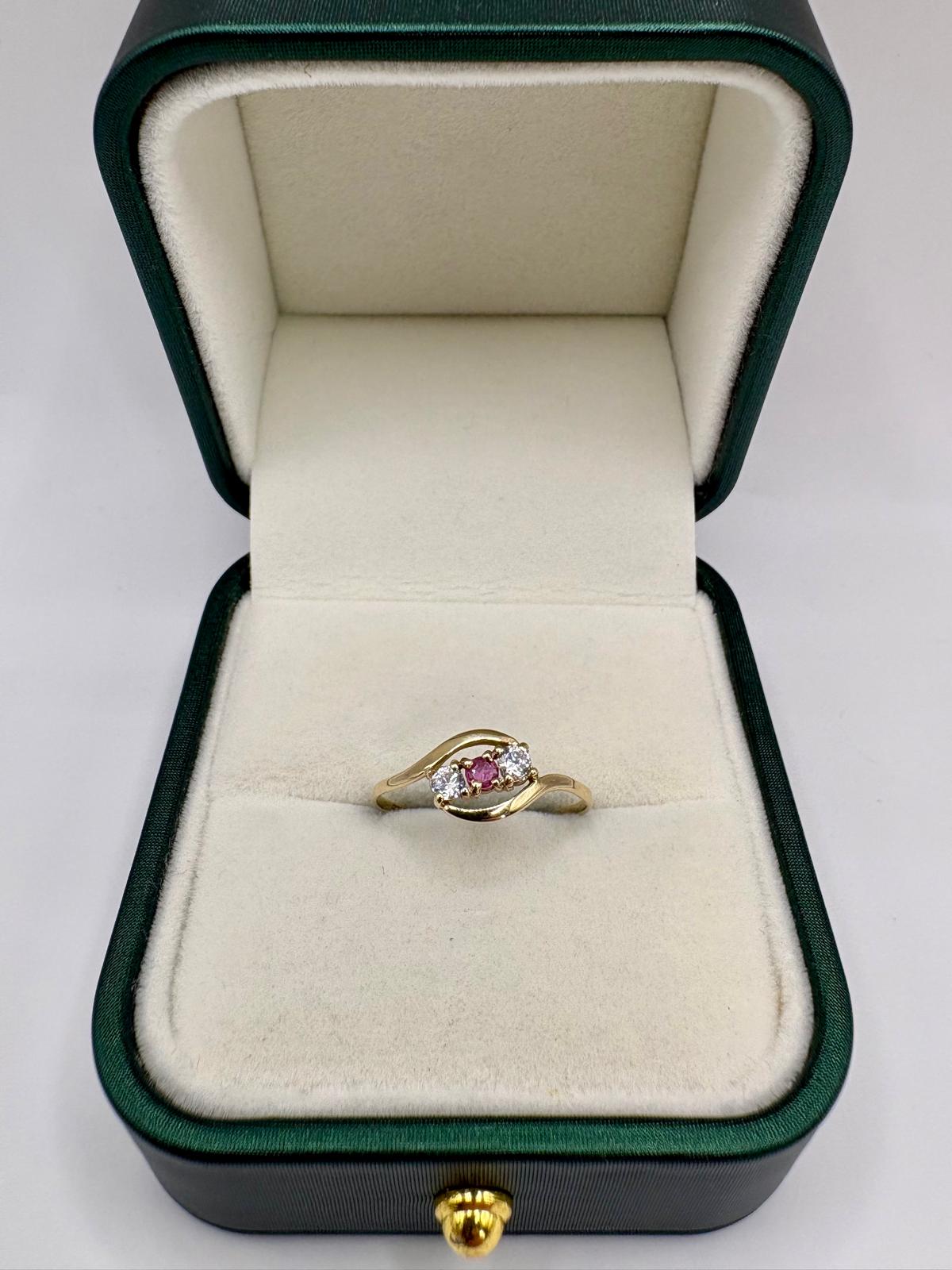 9ct gold ruby and zircon ring