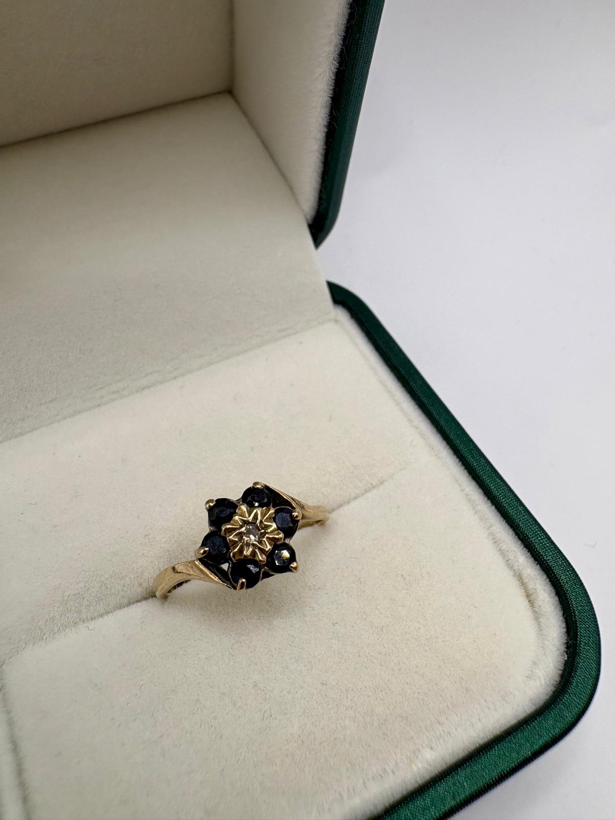 9ct gold sapphire and diamond ring