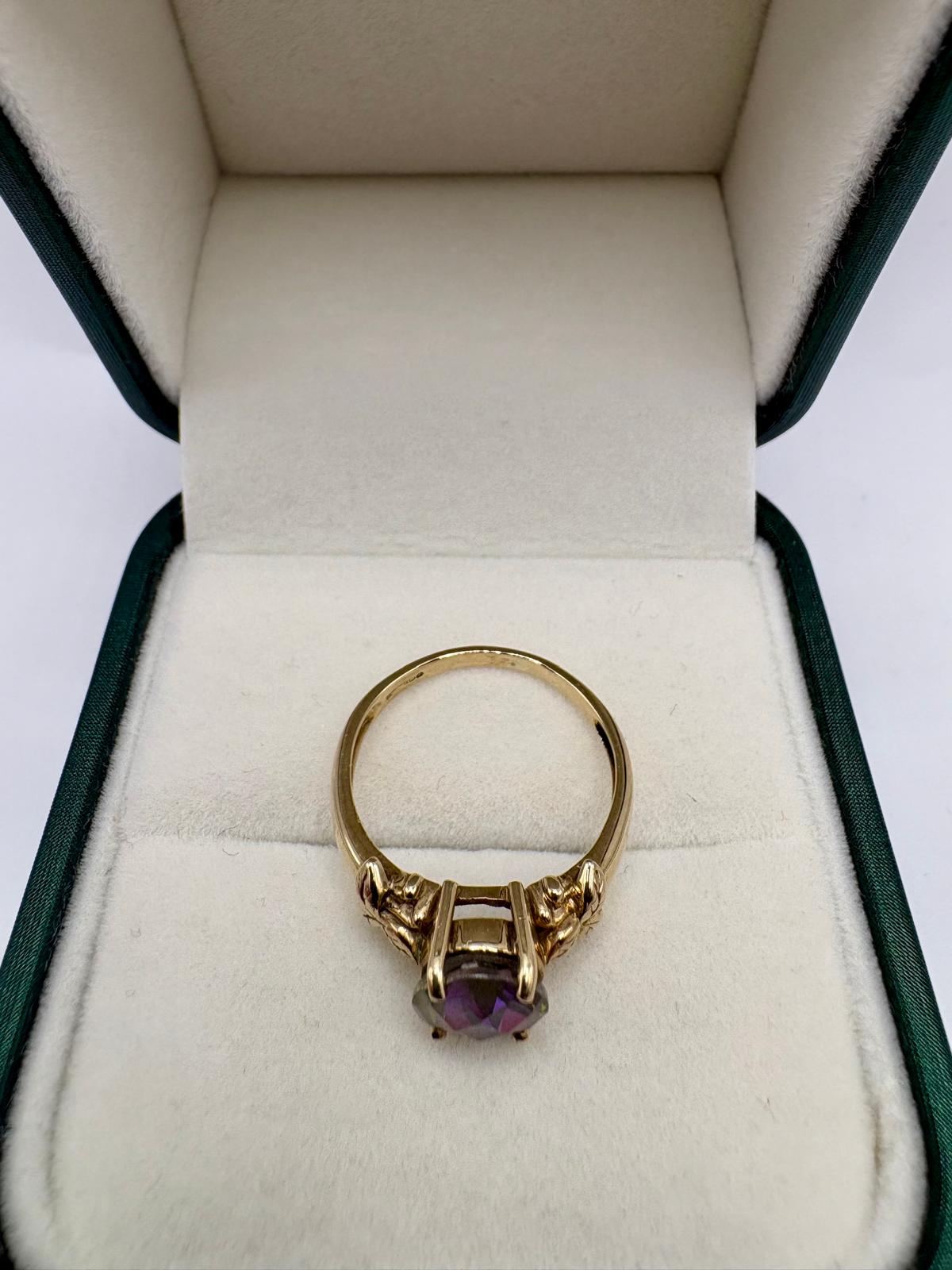 9ct gold mystic topaz ring