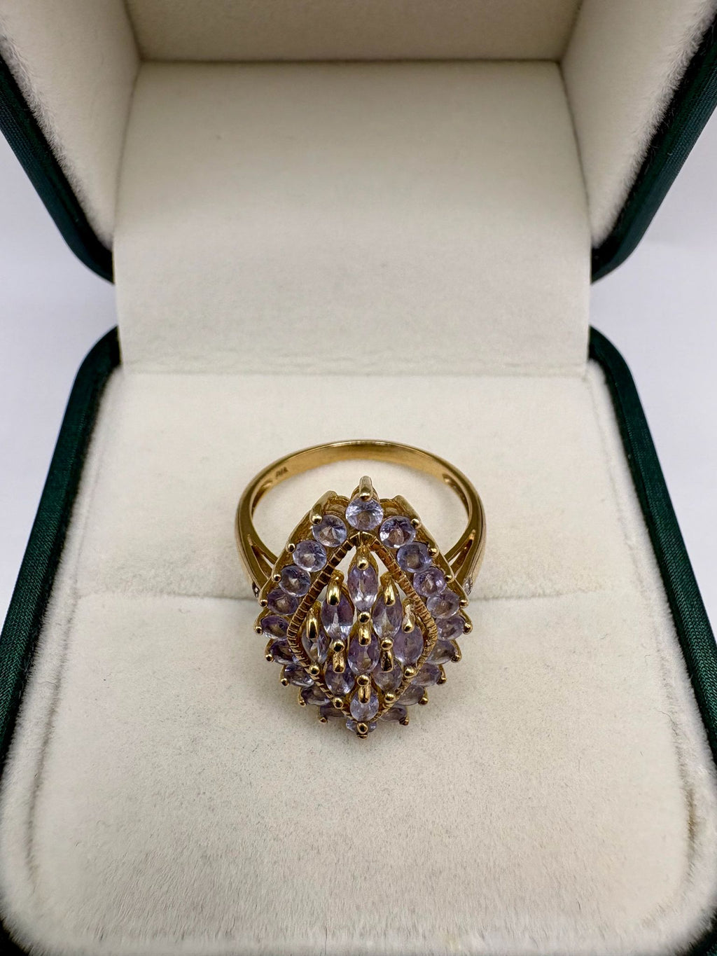 9ct gold tanzanite cluster ring
