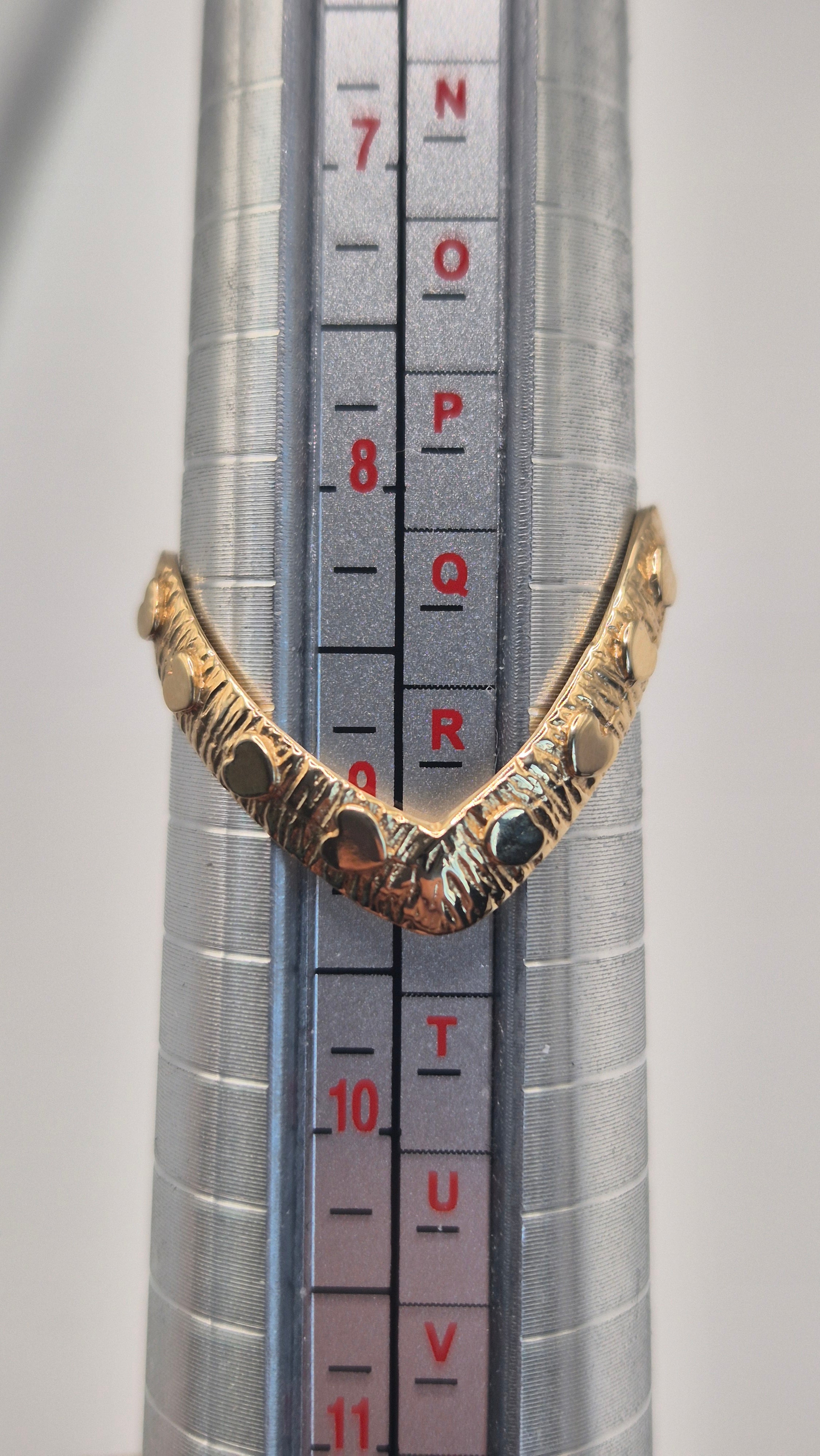 9ct gold double wishbone heart ring