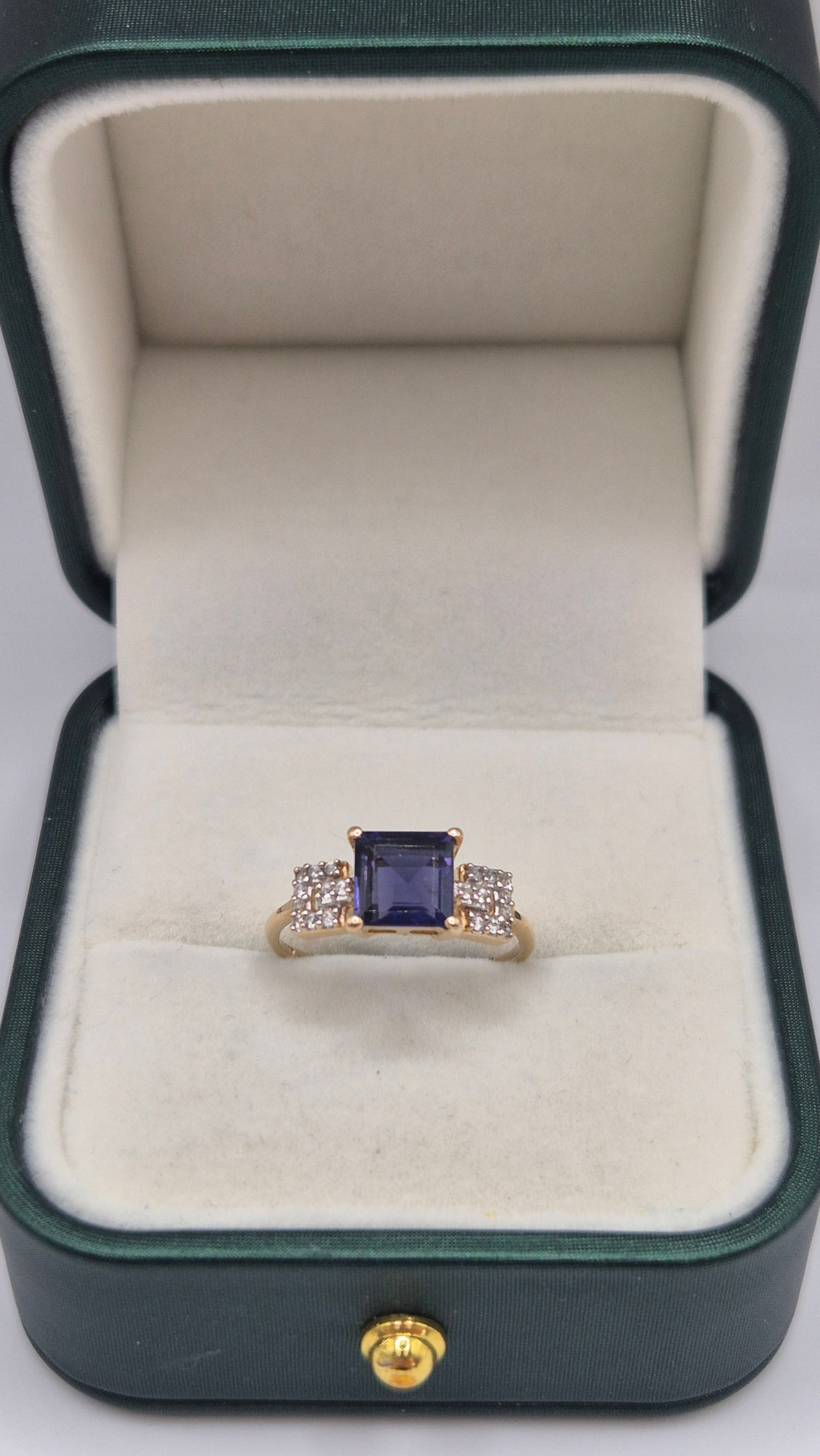 9ct gold iolite and diamond ring