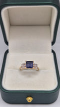 9ct gold iolite and diamond ring