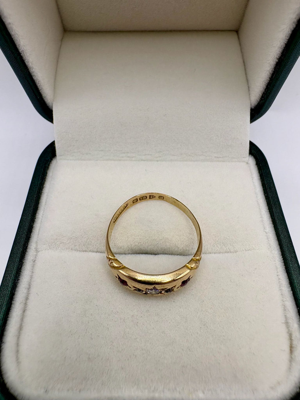 18ct gold ruby and diamond gypsy ring