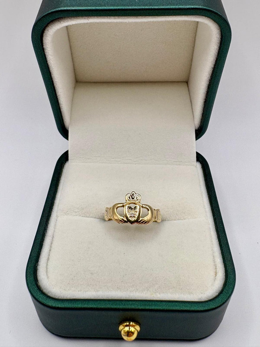 9ct gold diamond claddagh ring