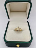 9ct gold diamond claddagh ring