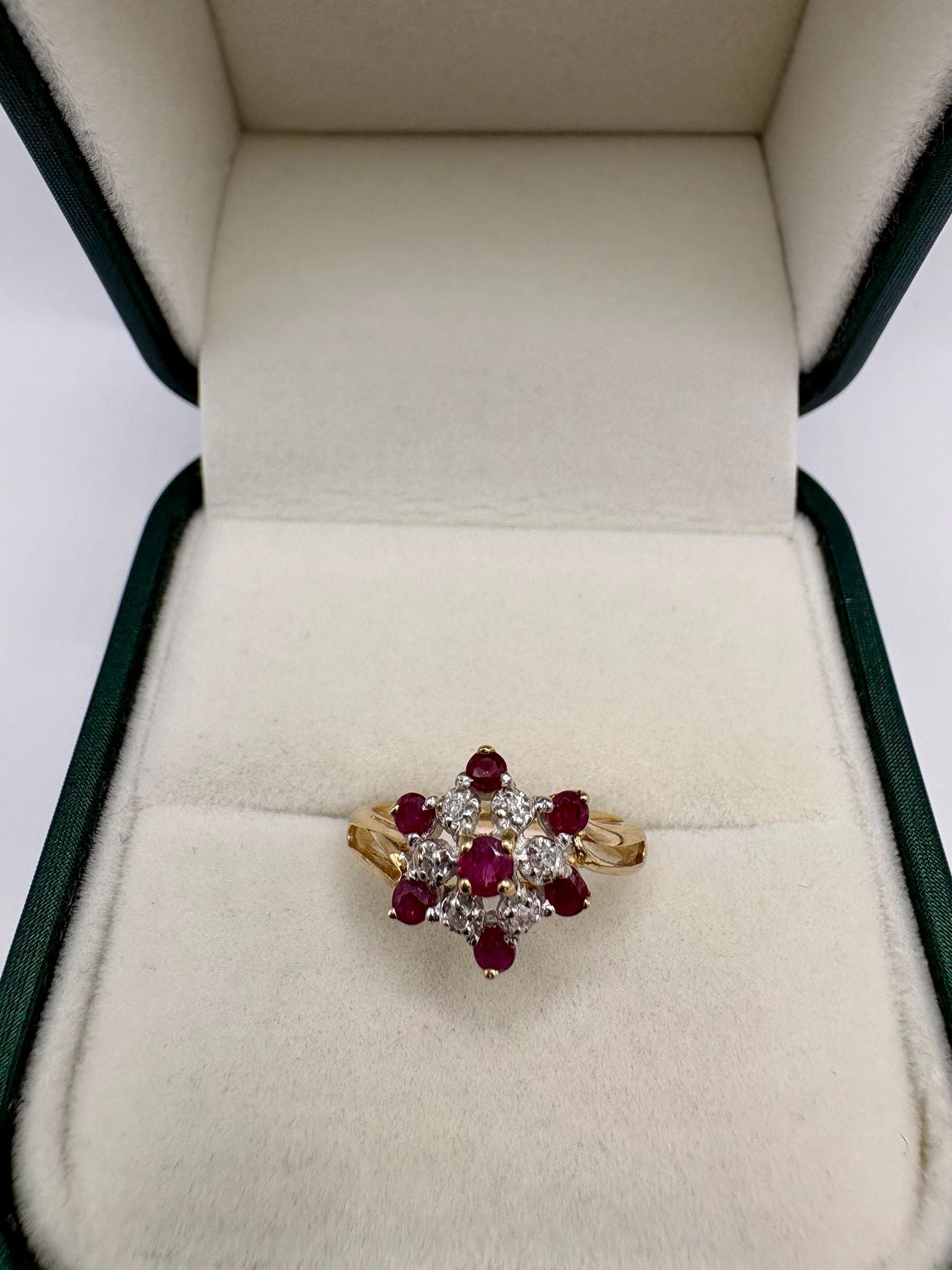 9ct gold ruby and diamond dress ring