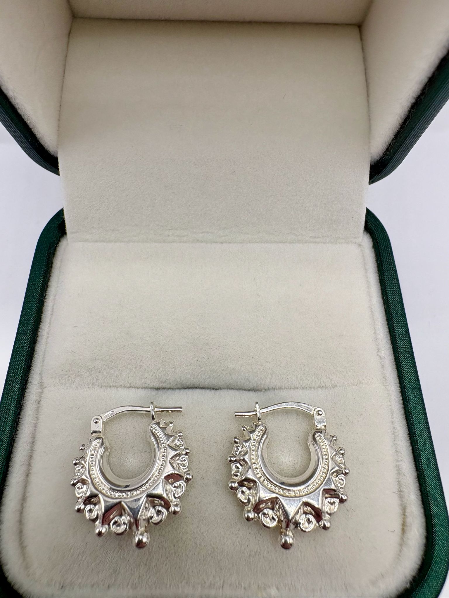 Silver Spike creole earrings