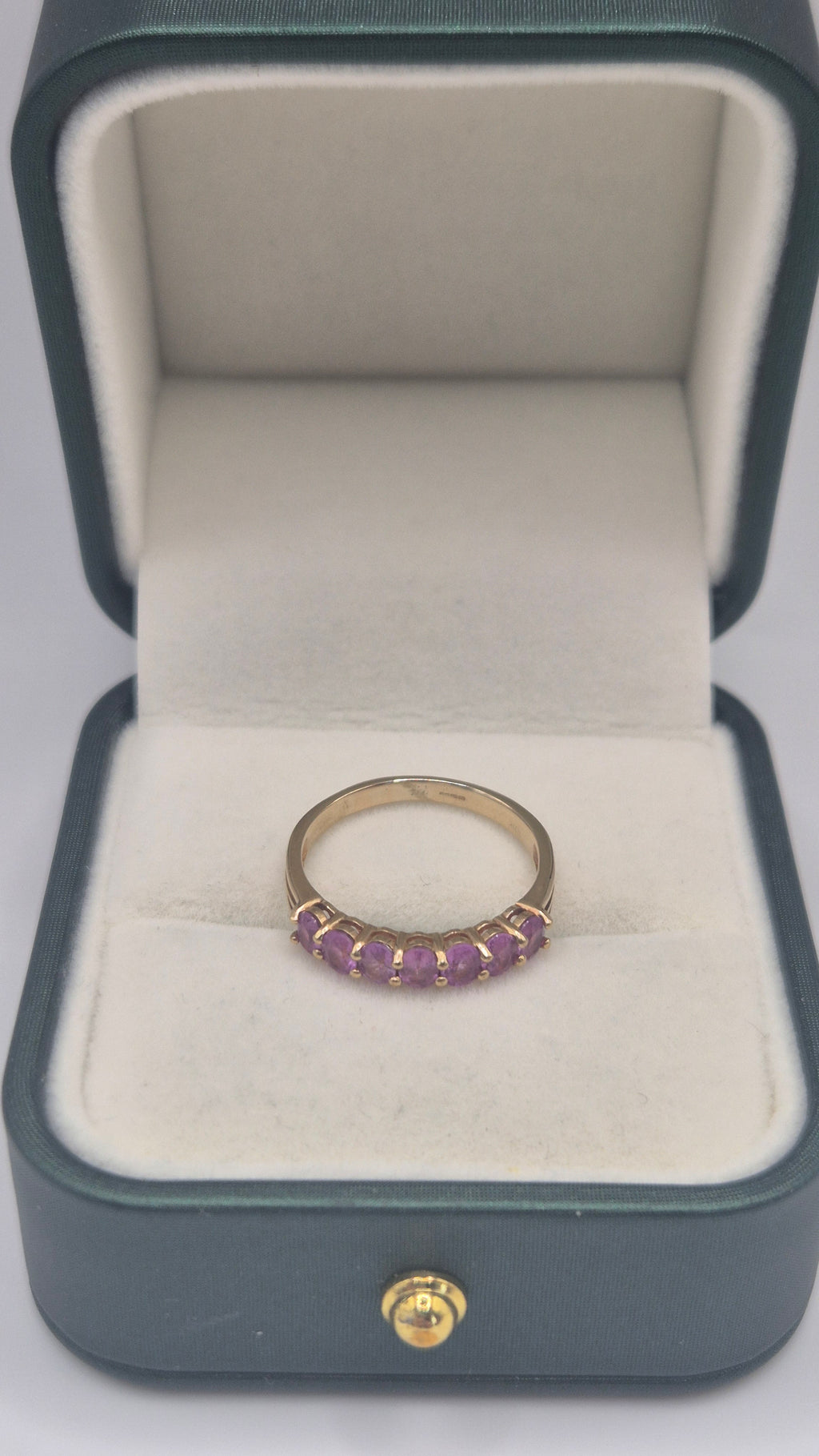 9ct gold pink topaz half eternity ring