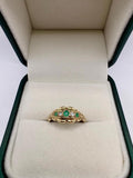 9ct gold emerald and diamond gypsy ring