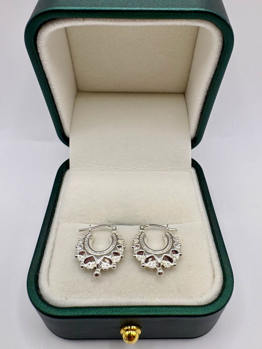 Silver Spike creole earrings