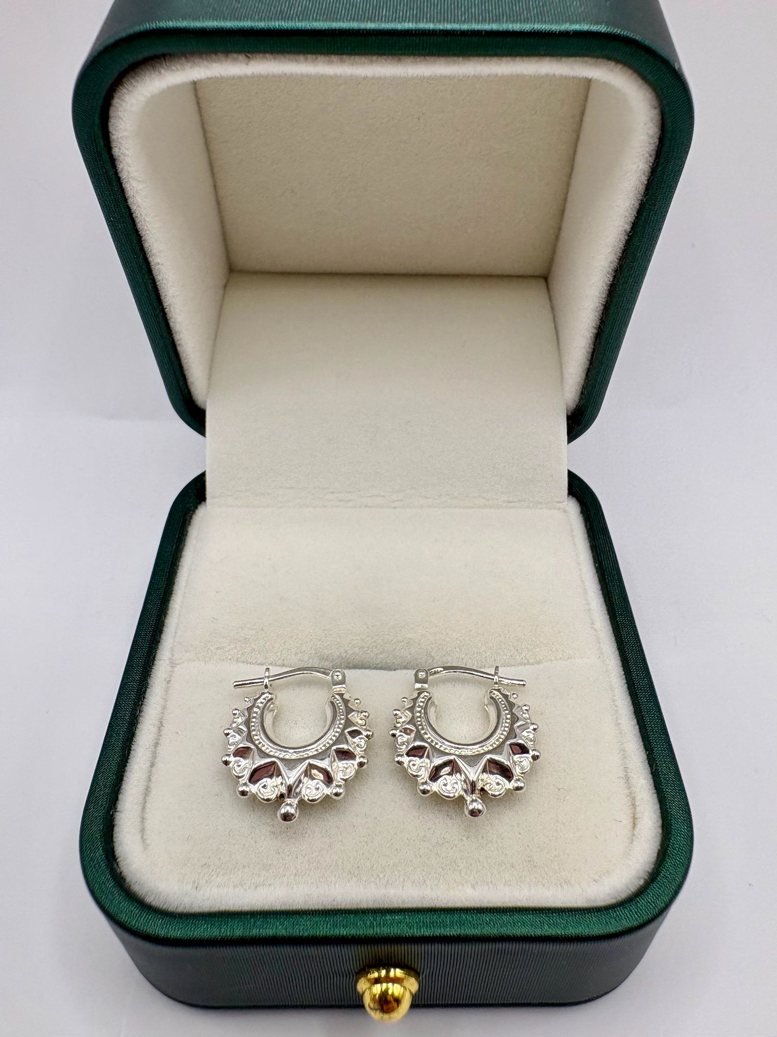Silver Spike creole earrings