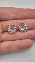 Silver spike creole earrings