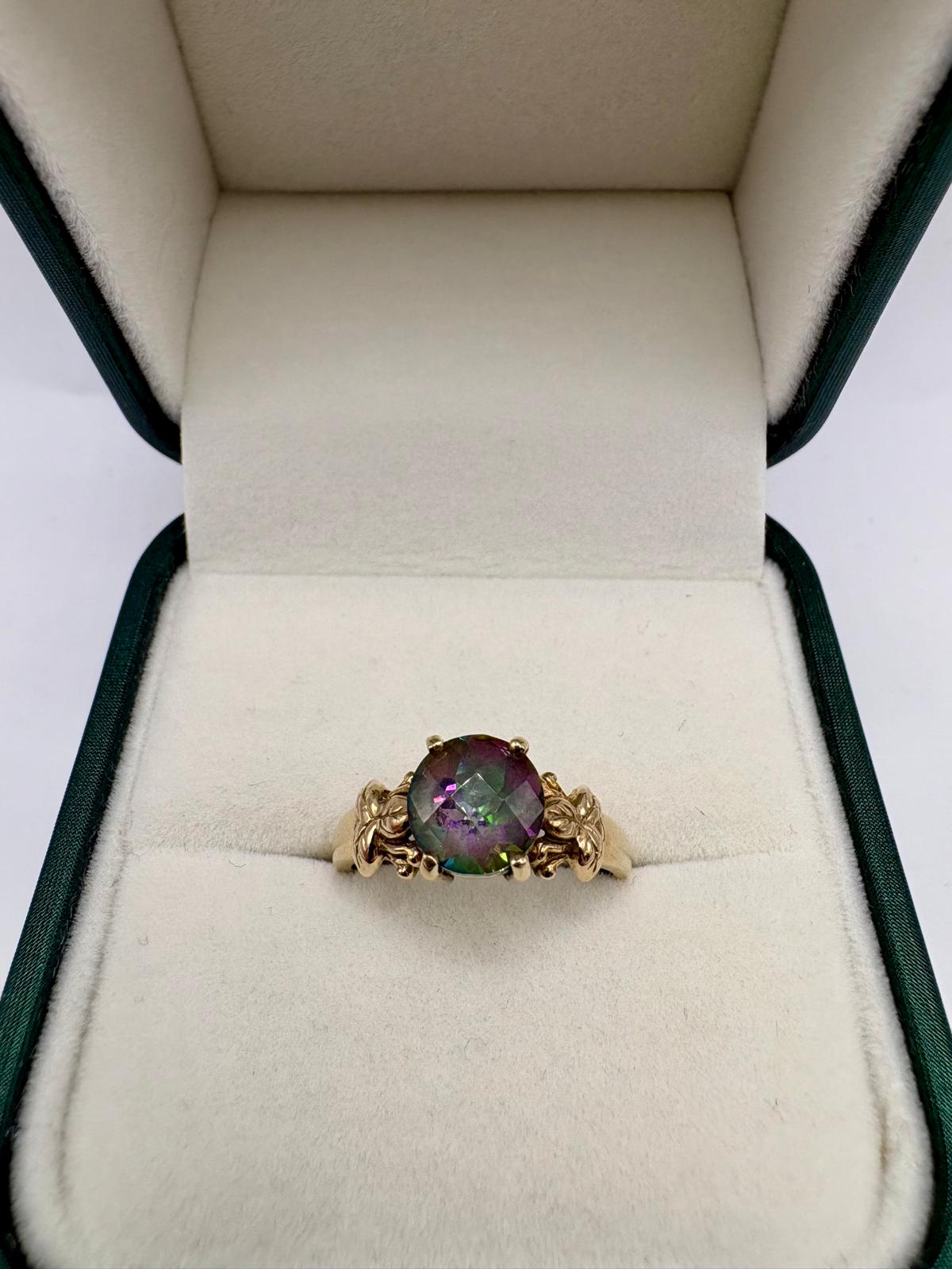 9ct gold mystic topaz ring