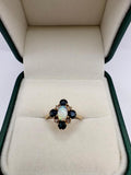 9ct gold opal, sapphire and diamond ring