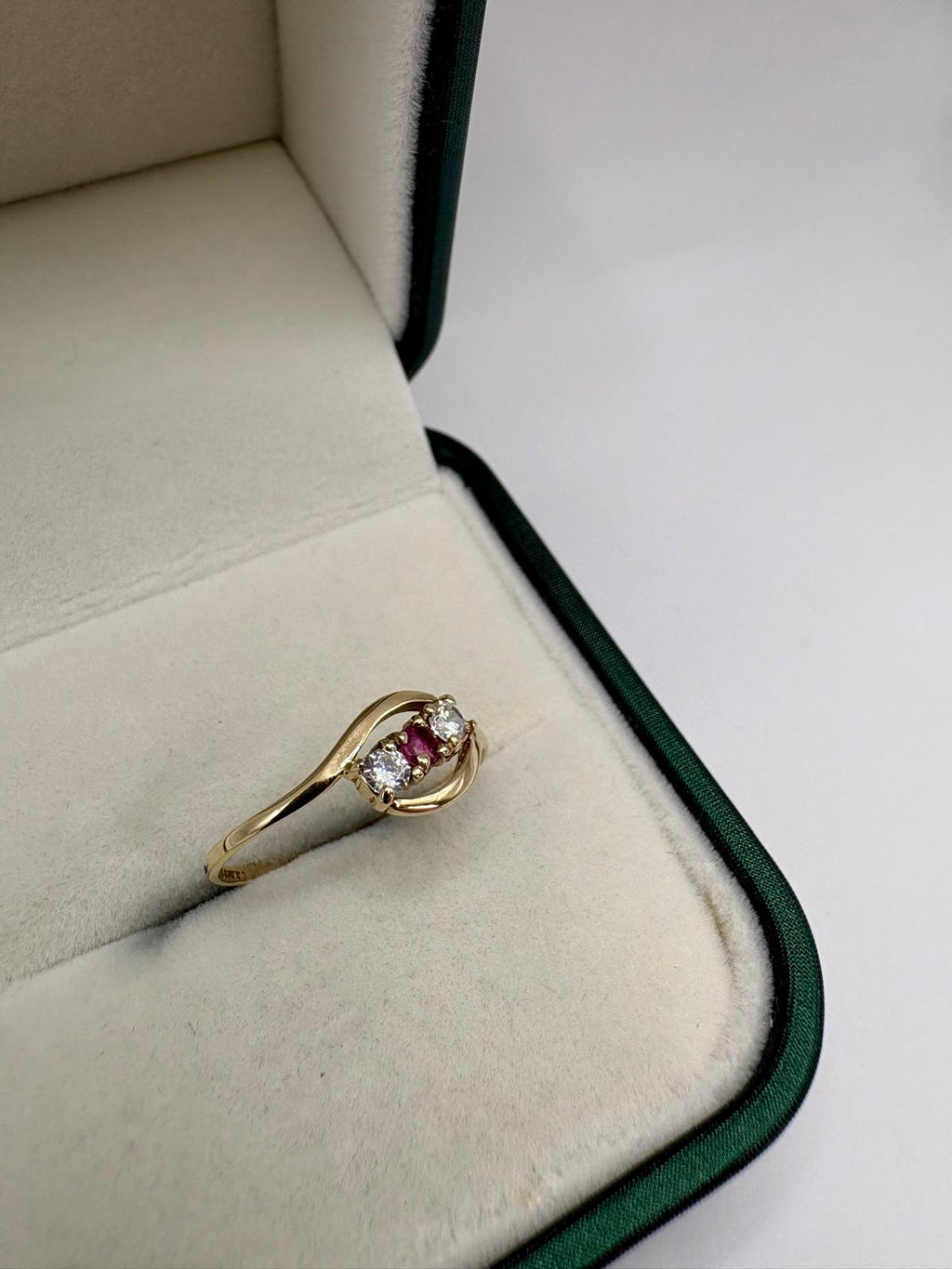 9ct gold ruby and zircon ring