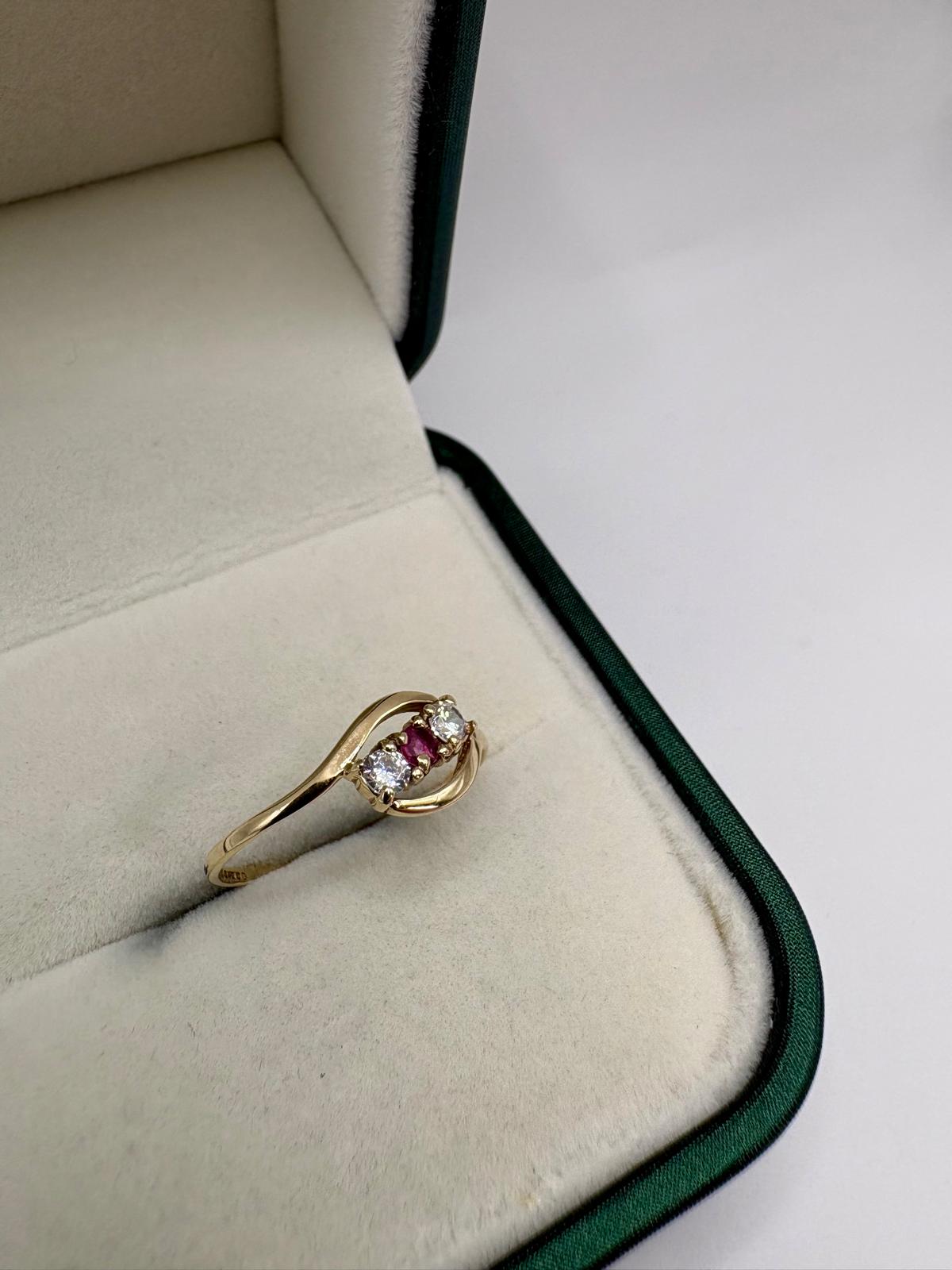 9ct gold ruby and zircon ring