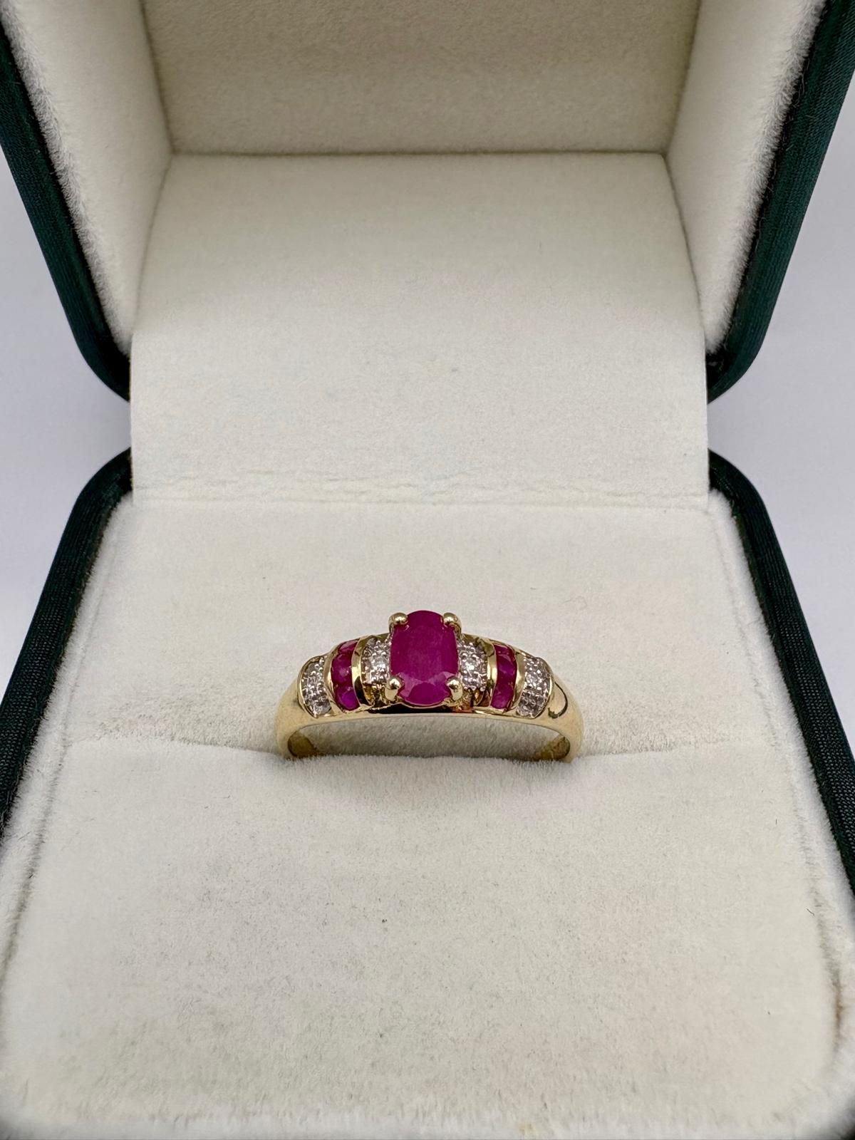 9ct gold ruby and diamond ring