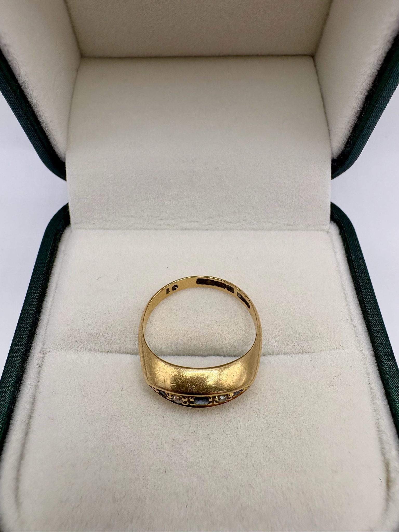 18ct gold sapphire trilogy and diamond ring