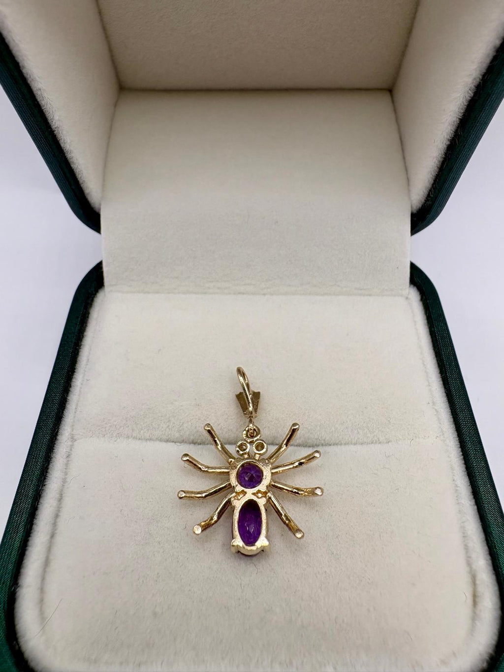 9ct gold amethyst and diamond spider pendant
