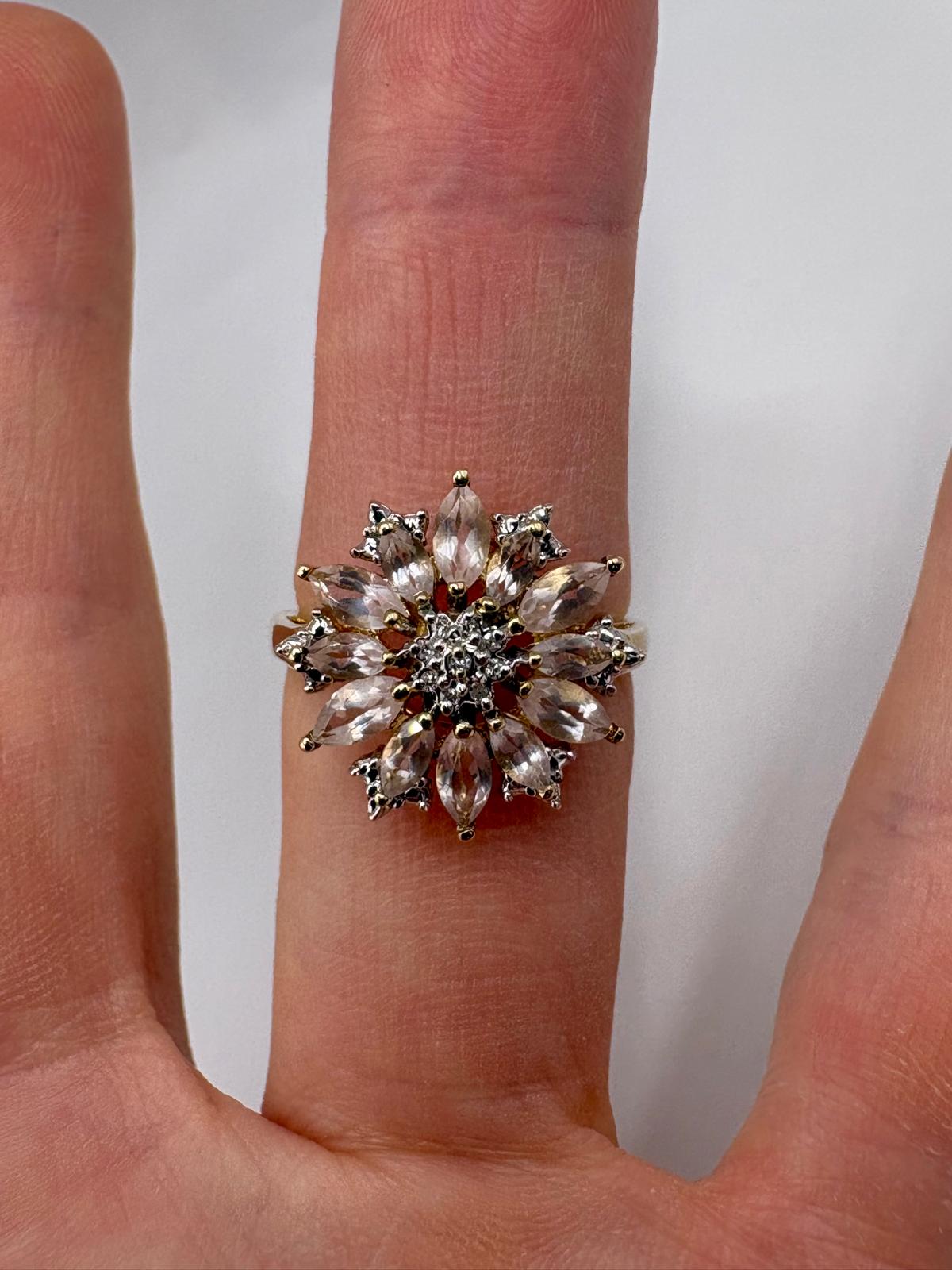 9ct gold morganite and diamond cluster ring