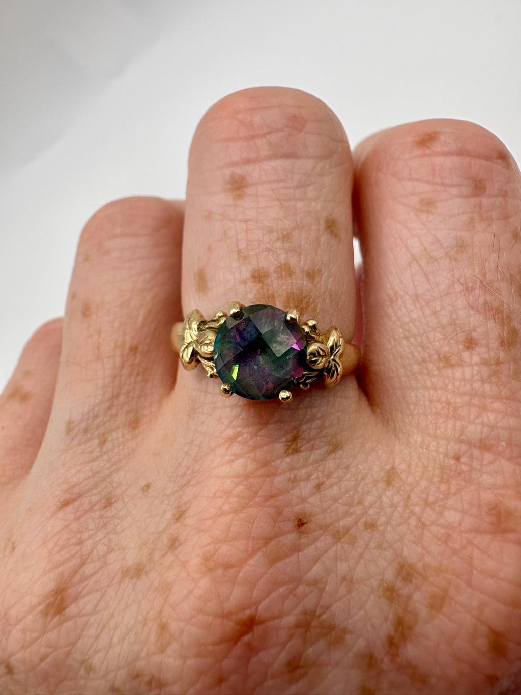 9ct gold mystic topaz ring