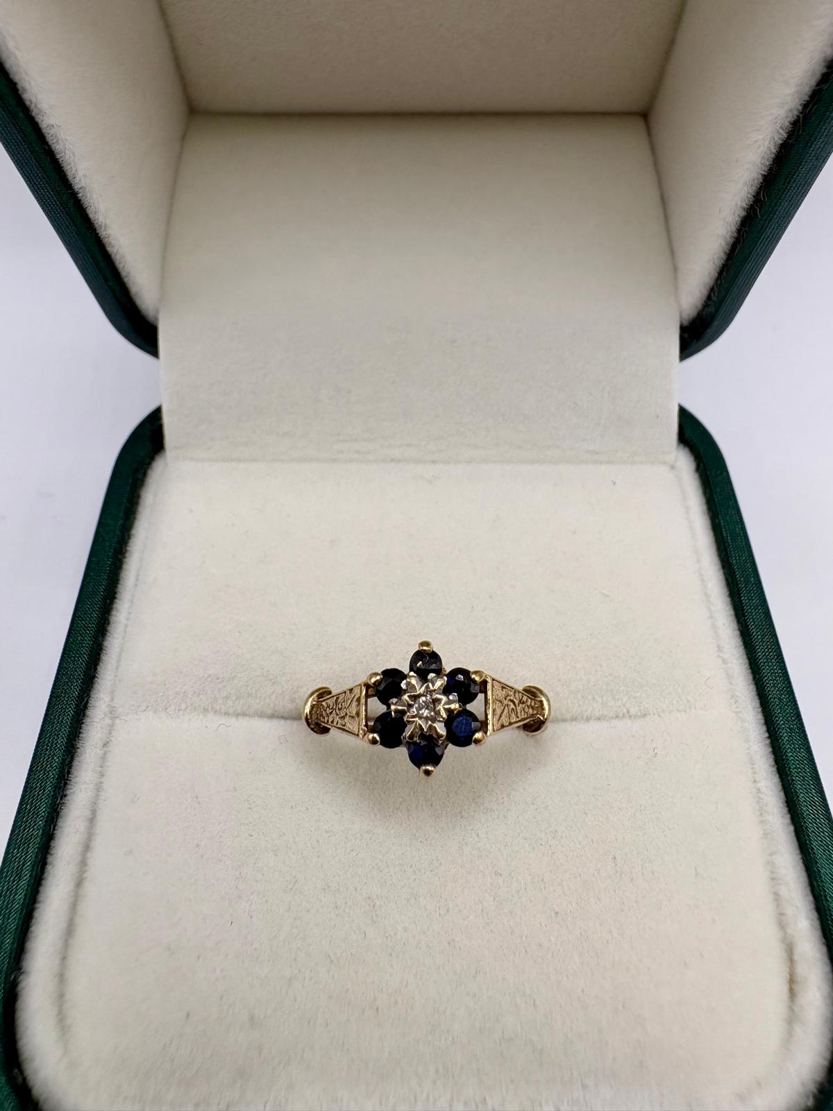 9ct gold sapphire and diamond ring
