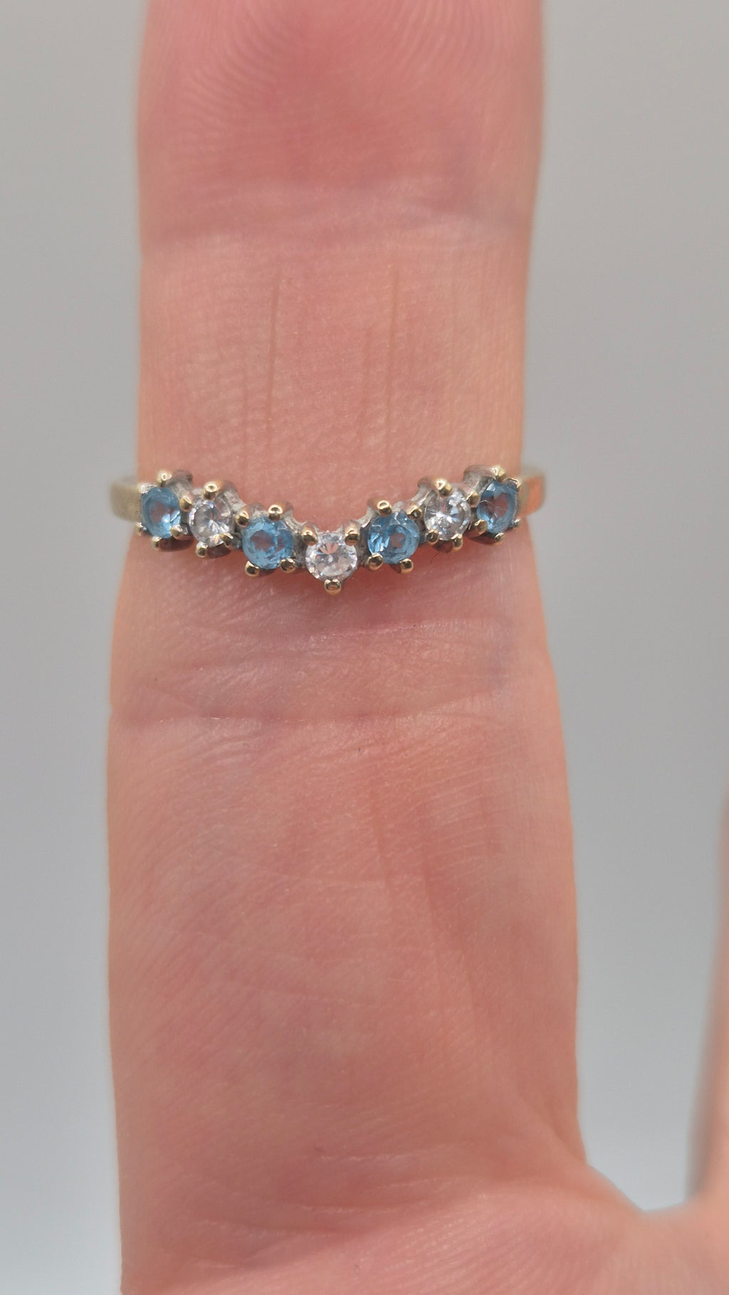 9ct gold topaz and zircon wishbone ring