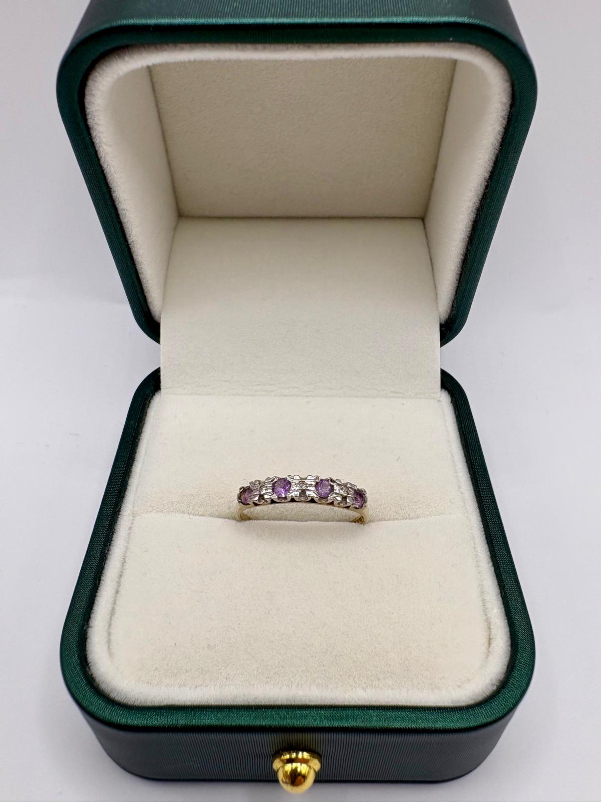 9ct gold amethyst and diamond ring