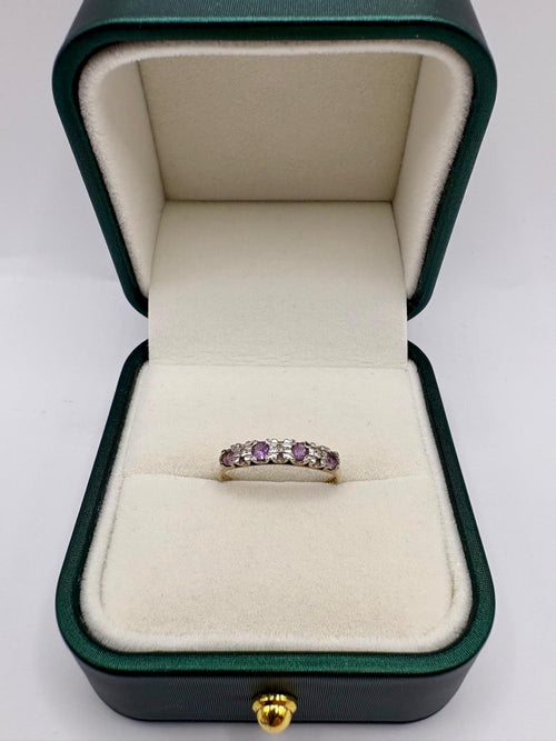 9ct gold amethyst and diamond ring