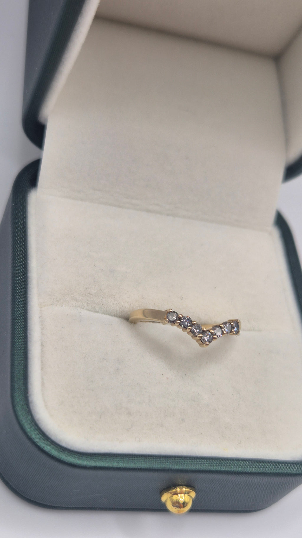 9ct gold blue diamond wishbone ring