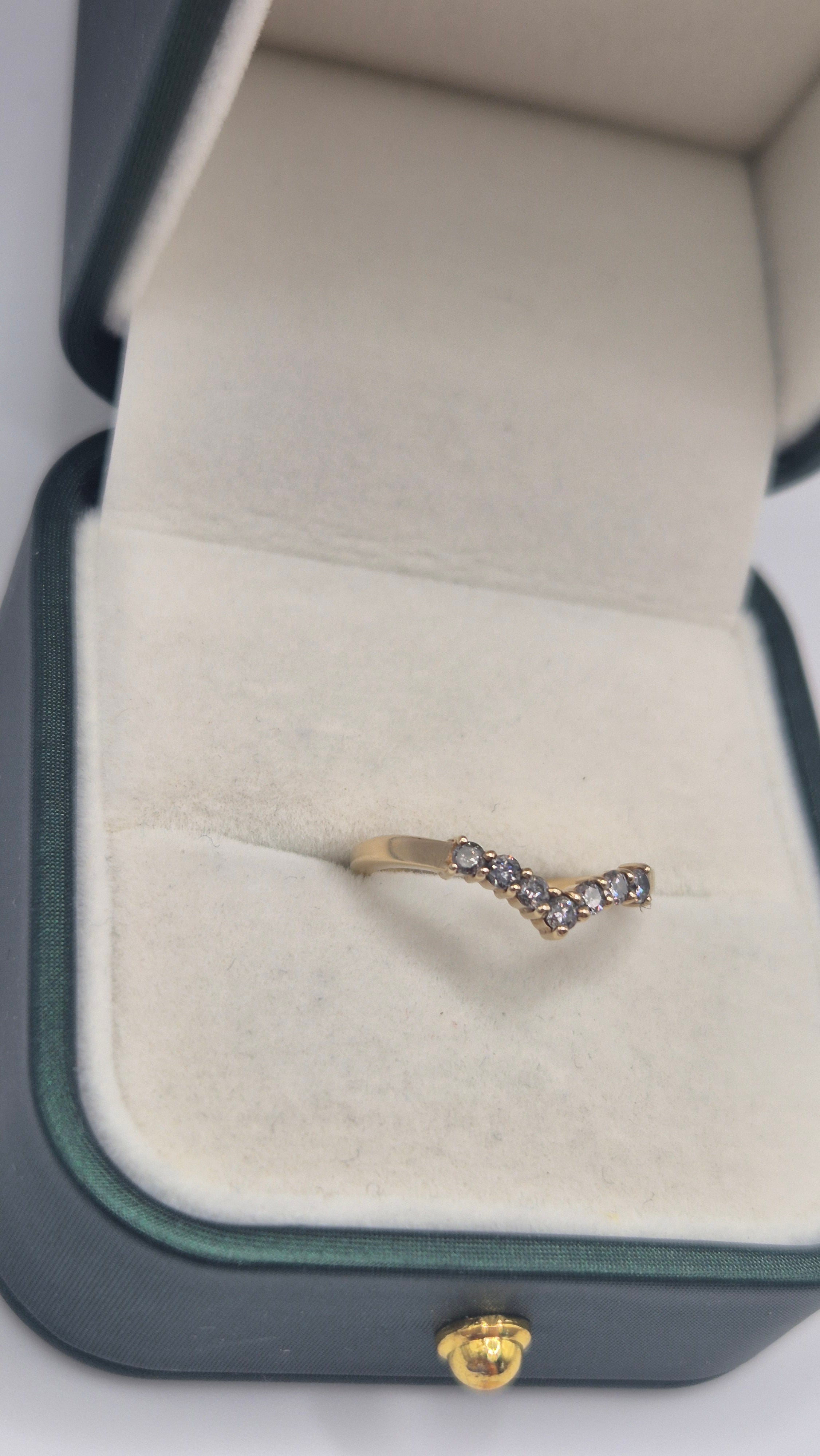 9ct gold blue diamond wishbone ring