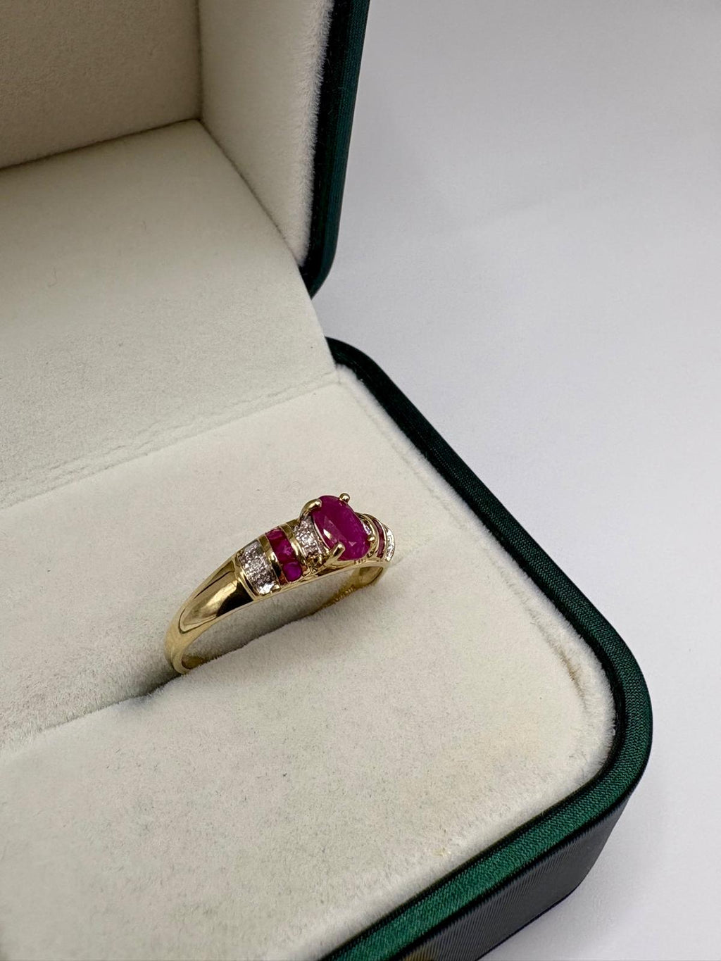 9ct gold ruby and diamond ring