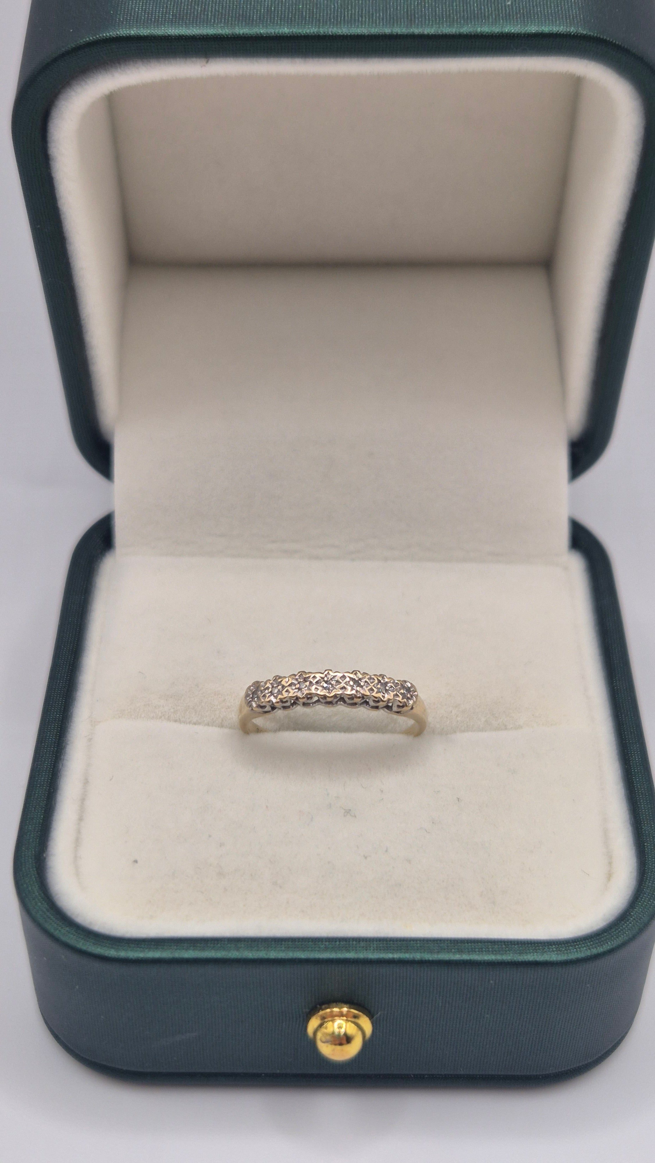 9ct gold diamond half eternity star ring
