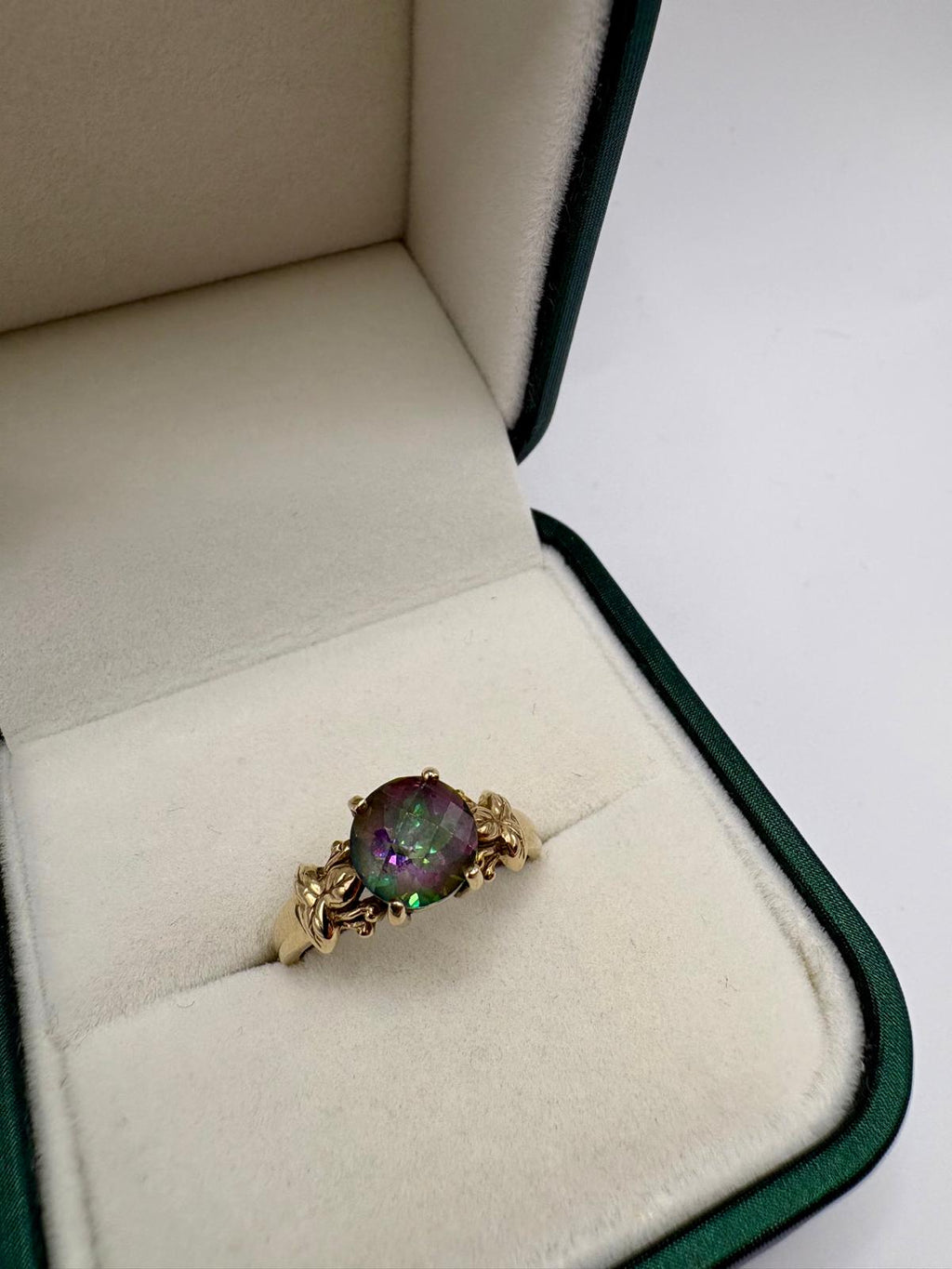 9ct gold mystic topaz ring