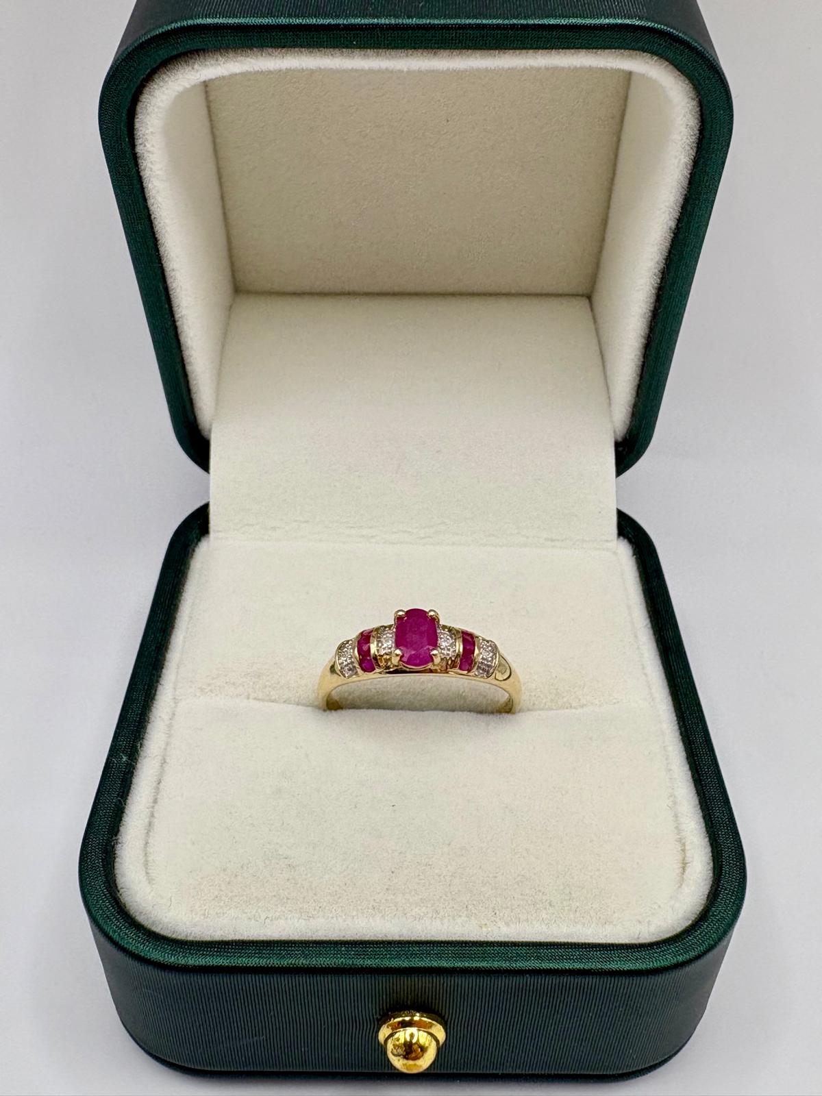 9ct gold ruby and diamond ring